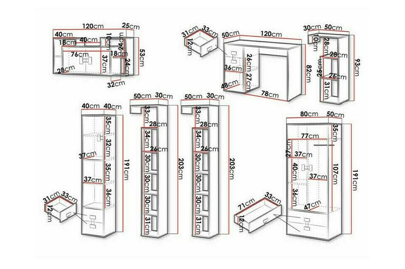 Castlebay Möbelset För Sovrum Grey High Gloss - Möbler - Säng - Möbelset för sovrum