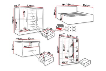 Kintore Möbelset För Sovrum - Vit - Möbler - Säng - Möbelset för sovrum