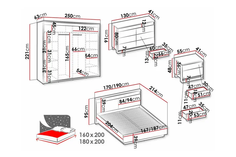 Rathmore Möbelset För Sovrum Black - Möbler - Säng - Möbelset för sovrum