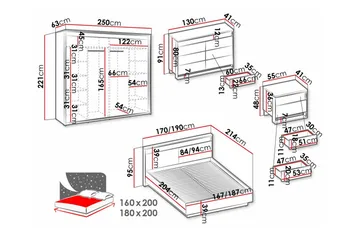Rathmore Möbelset För Sovrum Black - Möbler - Säng - Möbelset för sovrum