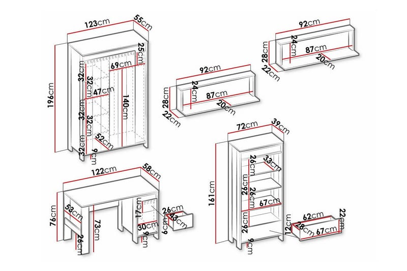 Rathmore Möbelset För Sovrum - Svart - Möbler - Säng - Möbelset för sovrum
