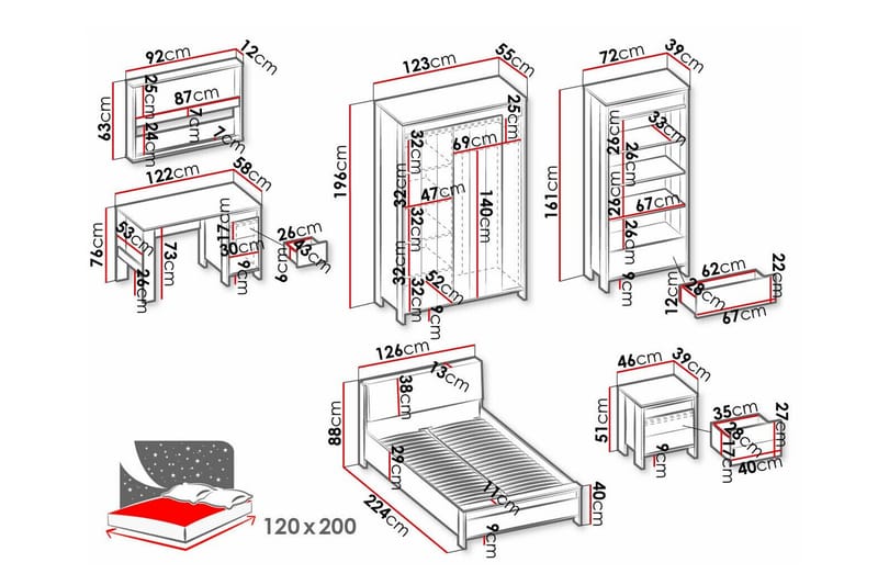 Rathmore Möbelset För Sovrum - Svart - Möbler - Säng - Möbelset för sovrum