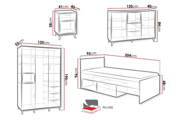 Sayuki Möbelset För Sovrum - Vit/Grå - Möbler - Säng - Möbelset för sovrum