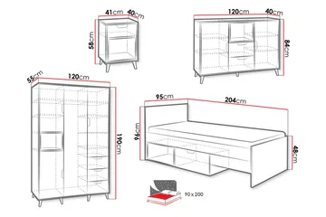 Sayuki Möbelset För Sovrum - Vit/Grå - Möbler - Säng - Möbelset för sovrum