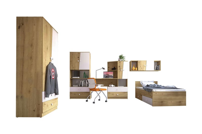 Sovrumsset Staton - Natur/Vit - Möbelset för sovrum