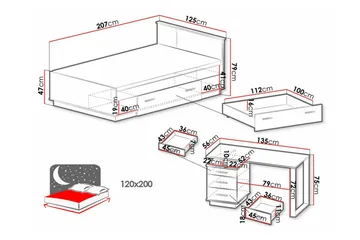Strathy Möbelset För Sovrum - Svart - Möbler - Säng - Möbelset för sovrum