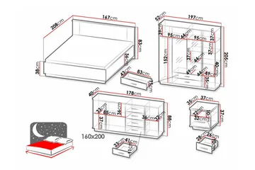 Strathy Möbelset För Sovrum - Svart - Möbler - Säng - Möbelset för sovrum