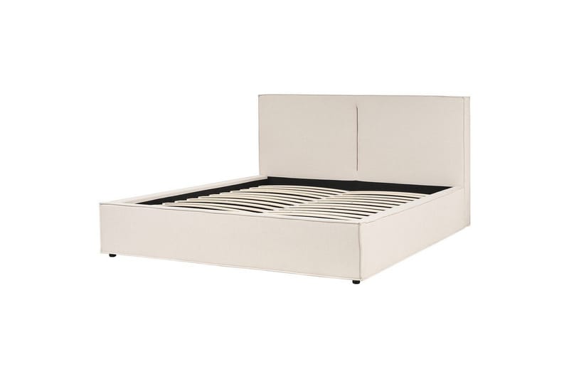 Moissac Dubbelsäng med Förvaring i Tyg med Sänggavel och Metallram - Beige - Möbler - Säng - Säng med förvaring