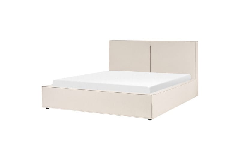 Moissac Dubbelsäng med Förvaring i Tyg med Sänggavel och Metallram - Beige - Möbler - Säng - Säng med förvaring