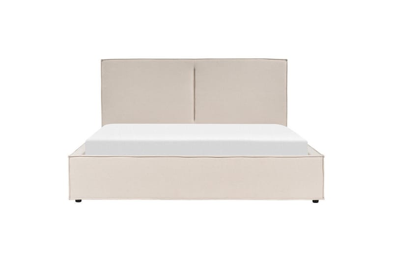 Moissac Dubbelsäng med Förvaring i Tyg med Sänggavel och Metallram - Beige - Möbler - Säng - Säng med förvaring