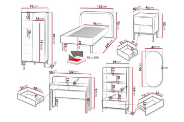 Monfort Möbelset För Sovrum - Beige - Möbler - Säng - Möbelset för sovrum
