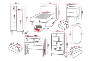 Monfort Möbelset För Sovrum - Beige - Möbler - Säng - Möbelset för sovrum
