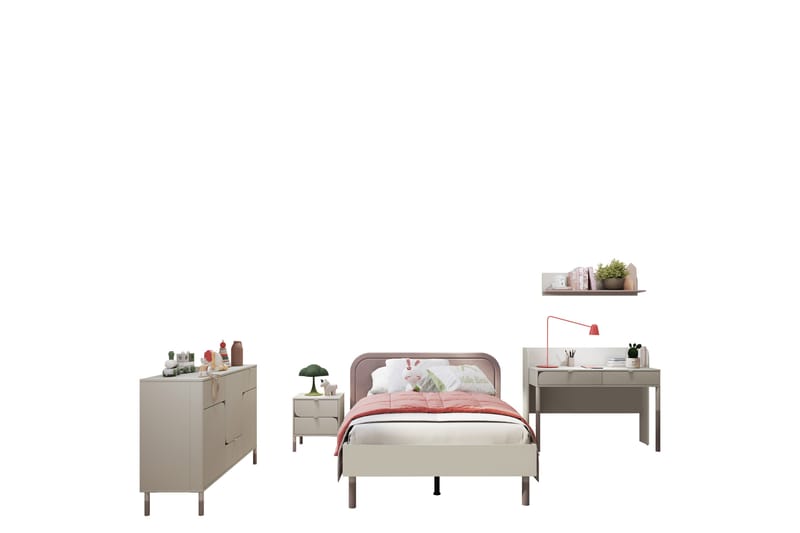 Monfort Möbelset För Sovrum - Beige - Möbler - Säng - Möbelset för sovrum