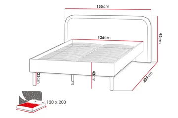 Monfort Sängram 120x200 cm - Möbler - Säng - Sängram & sängstomme