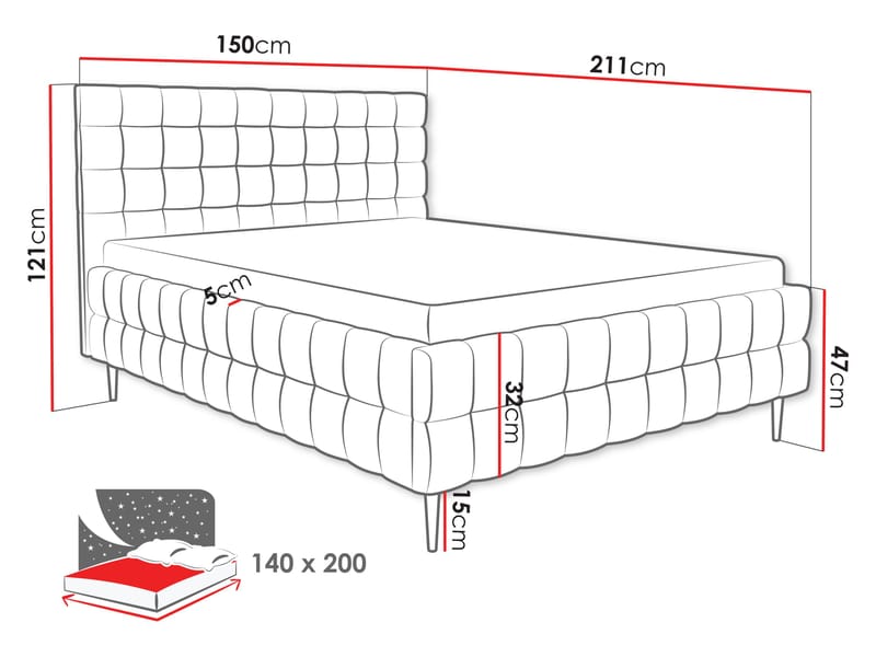 Morke Sängram med förvaring 140x200 cm - beige - Möbler - Säng - Säng med förvaring