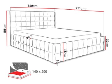 Morke Sängram med förvaring 140x200 cm - beige - Möbler - Säng - Säng med förvaring