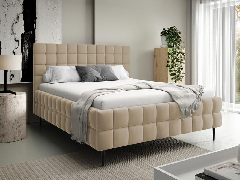 Morke Sängram med förvaring 140x200 cm - beige - Möbler - Säng - Säng med förvaring