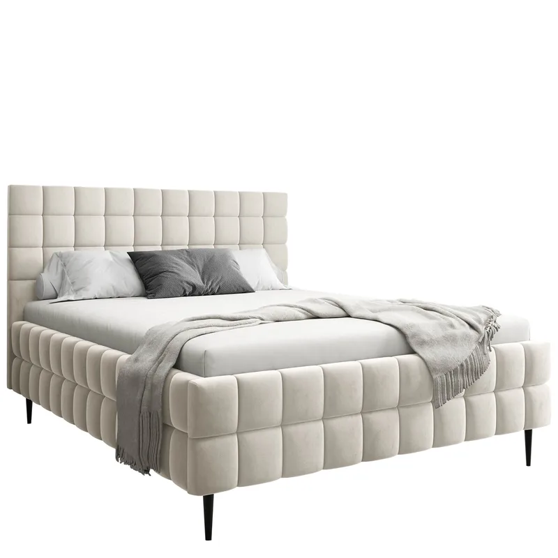 Morke Sängram med förvaring 140x200 cm, beige