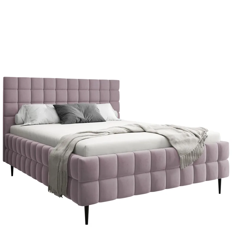 Morke Sängram med förvaring 140x200 cm, rosa