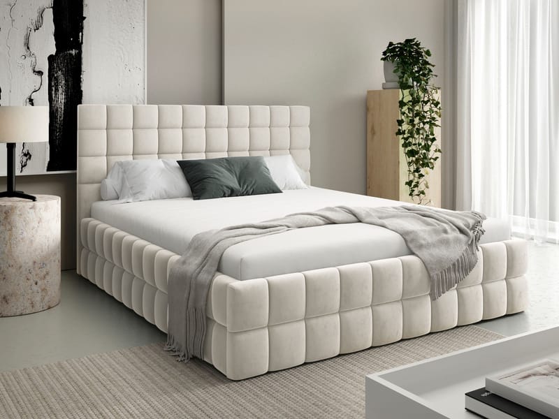 Morke Sängram med förvaring 160x200 cm - beige - Möbler - Säng - Säng med förvaring