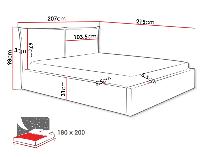 Morricon Sängram 180x200 cm - Rosa - Möbler - Säng - Sängram & sängstomme
