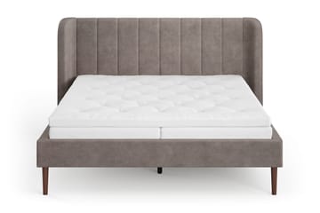 Nattljus Sängram 160x200 cm Valnöt med HVILA Skummadrass och Bäddmadrass Classic med Tvättbar klädsel - Brun - Möbler - Säng - Sängram & sängstomme