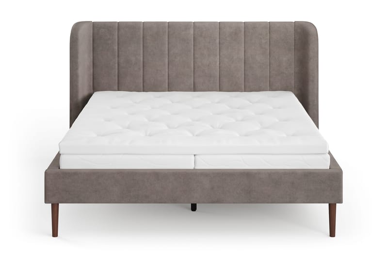 Nattljus Sängram 160x200 cm Valnöt med HVILA Skummadrass och Bäddmadrass Classic med Tvättbar klädsel - Brun - Möbler - Säng - Sängram & sängstomme