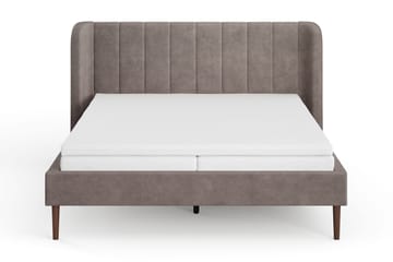 Nattljus Sängram 160x200 cm Valnöt med HVILA Skummadrass och Bäddmadrass i Polyesterskum med Tvättbar klädsel - Brun - Möbler - Säng - Sängram & sängstomme