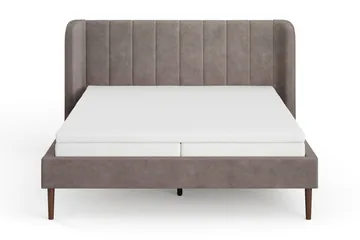 Nattljus Sängram 160x200 cm Valnöt med HVILA Pocketresårmadrass och Bäddmadrass i Memoryskum med Tvättbar klädsel - Brun - Möbler - Säng - Sängram & sängstomme