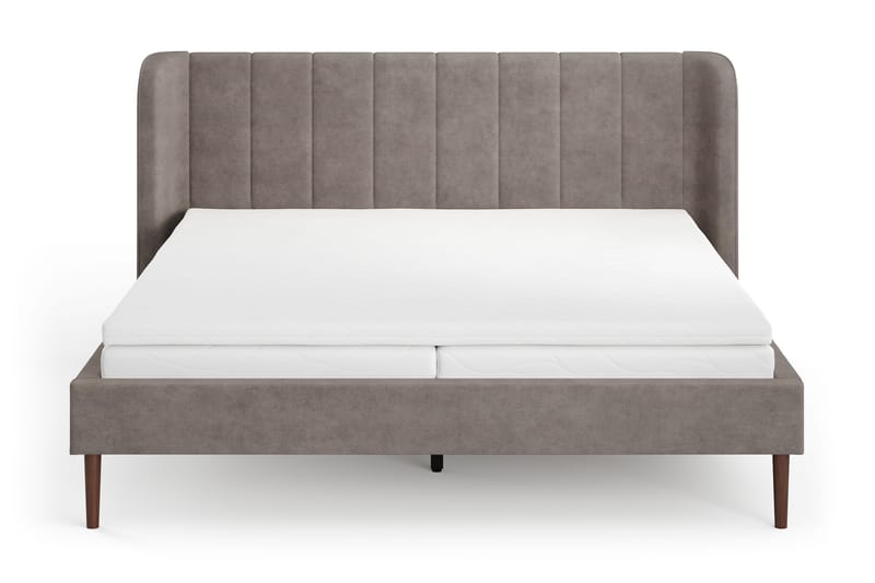 Nattljus Sängram 180x200 cm Valnöt med HVILA Skummadrass och Bäddmadrass i Memoryskum med Tvättbar klädsel - Brun - Möbler - Säng - Sängram & sängstomme
