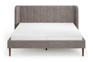 Nattljus Sängram 180x200 cm Valnöt med HVILA Skummadrass och Bäddmadrass Vändbar Sommar- & Vintersida med Tvättbar klädsel - Brun - Möbler - Säng - Sängram & sängstomme