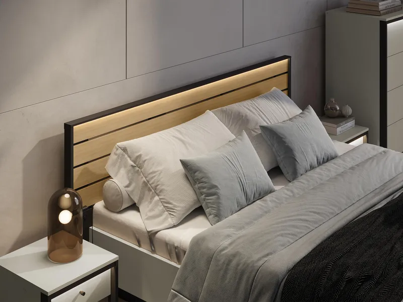 Navron Möbelset För Sovrum - Beige/Svart - Möbler - Säng - Möbelset för sovrum