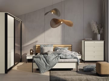 Navron Möbelset För Sovrum - Beige/Svart - Möbler - Säng - Möbelset för sovrum