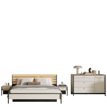 Navron Möbelset För Sovrum - Beige/Svart - Möbler - Säng - Möbelset för sovrum