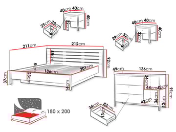 Navron Möbelset För Sovrum - Beige/Svart - Möbler - Säng - Möbelset för sovrum