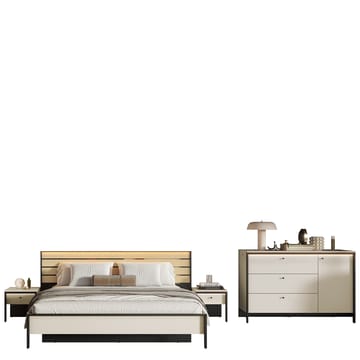 Navron Möbelset För Sovrum - Beige/Svart - Möbler - Säng - Möbelset för sovrum
