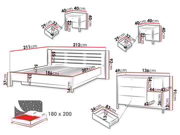 Navron Möbelset För Sovrum - Beige/Svart - Möbler - Säng - Möbelset för sovrum