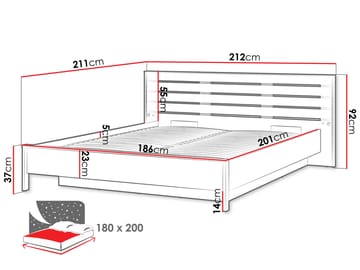 Navron Sängram 180x200 cm - Beige/Svart - Möbler - Säng - Sängram & sängstomme