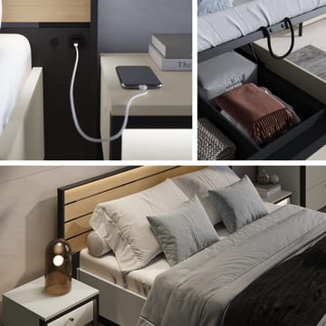 Navron Sängram 180x200 cm - Beige/Svart - Möbler - Säng - Sängram & sängstomme