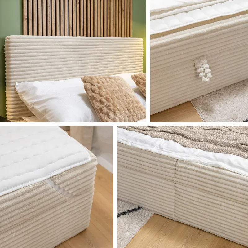 Neyrin Sängpaket Kontinentalsäng 140x200 cm med Förvaring - Ljusgrå - Möbler - Säng - Kontinentalsäng