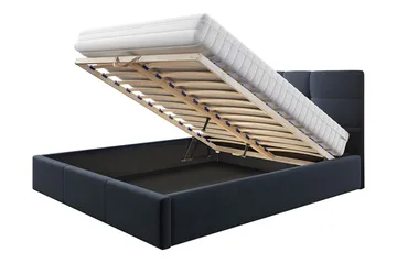 Nieres Komplett Sängpaket 140x200 cm i Tyg med Förvaring och Sänggavel + Bäddmadrass - Svart - Möbler - Säng - Säng med förvaring