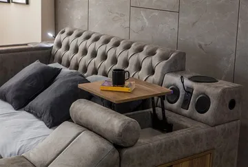 Olyvan Sängpaket med bänk och förvaring 250x290 cm Konstläder - Brun - Möbler - Säng - Sängram & sängstomme