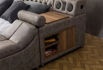 Olyvan Sängpaket med bänk och förvaring 250x290 cm Konstläder - Brun - Möbler - Säng - Sängram & sängstomme