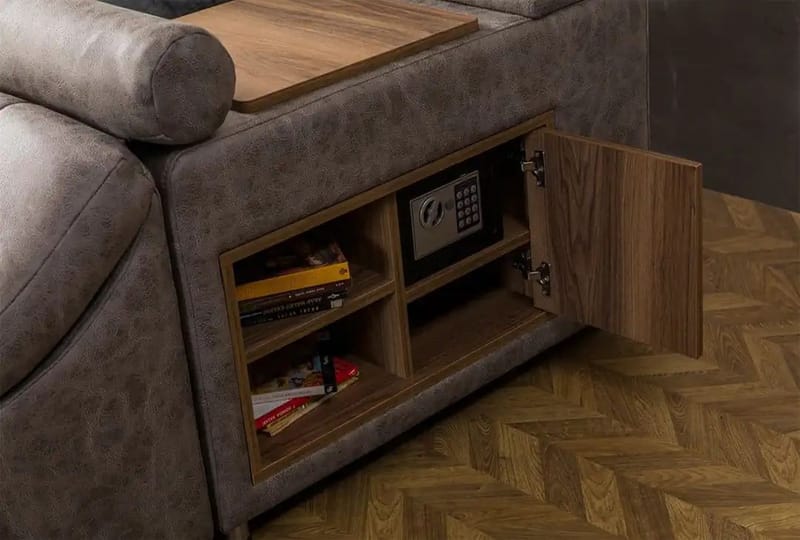 Olyvan Sängpaket med bänk och förvaring 250x290 cm Konstläder - Brun - Möbler - Säng - Sängram & sängstomme