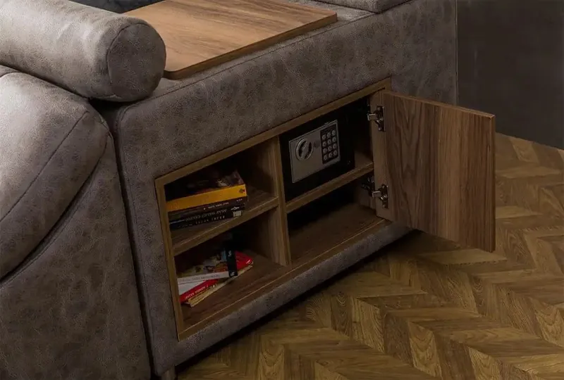 Olyvan Sängpaket med bänk och förvaring 250x290 cm Konstläder - Brun - Möbler - Säng - Sängram & sängstomme