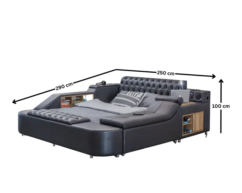 Olyvan Sängpaket med bänk och förvaring 250x290 cm Konstläder - Svart - Möbler - Säng - Sängram & sängstomme