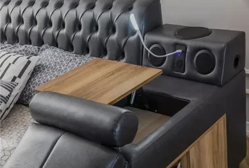 Olyvan Sängpaket med bänk och förvaring 250x290 cm Konstläder - Svart - Möbler - Säng - Sängram & sängstomme