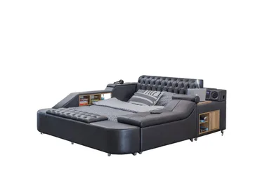 Olyvan Sängpaket med bänk och förvaring 250x290 cm Konstläder - Svart - Möbler - Säng - Sängram & sängstomme