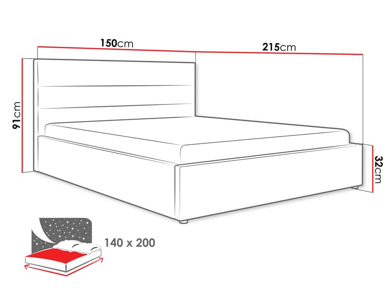 Omrynn Sängram 140x200 cm - Beige - Möbler - Säng - Sängram & sängstomme