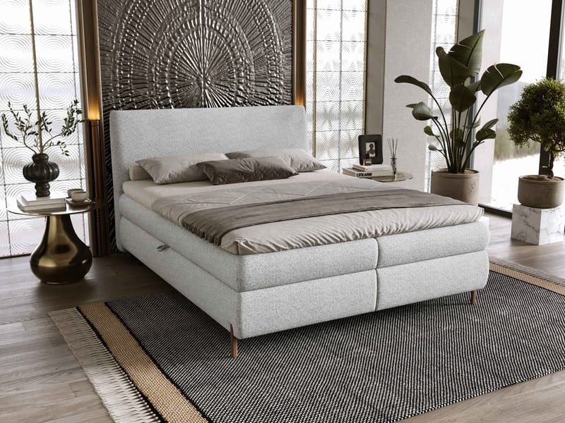 Orvalen Sängpaket Kontinentalsäng 140x200 cm med Lyftförvaring - ljusgrå - Möbler - Säng - Kontinentalsäng